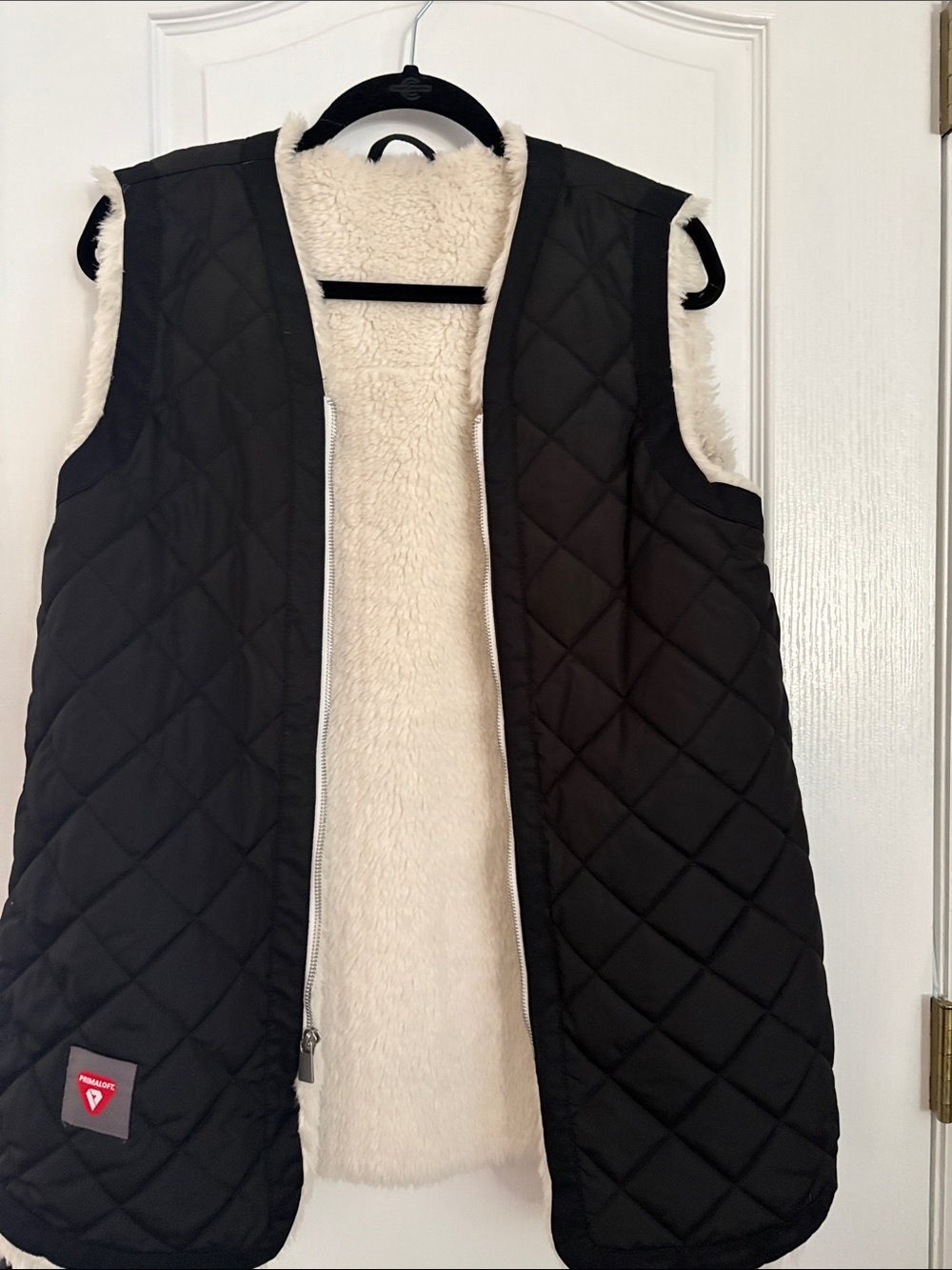 Quilted Black Vest with Sherpa Lining